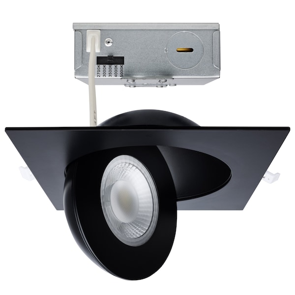 Satco 15 Watt CCT Selectable LED Direct Wire Downlight Gimbaled 6-Inch Square Remote Driver Black S11863 - main